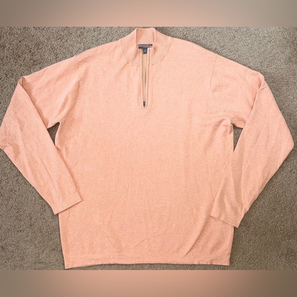 Peter Millar Crown Sport 1/4 Zip Mens Large Orange Long Sleeve Pullover